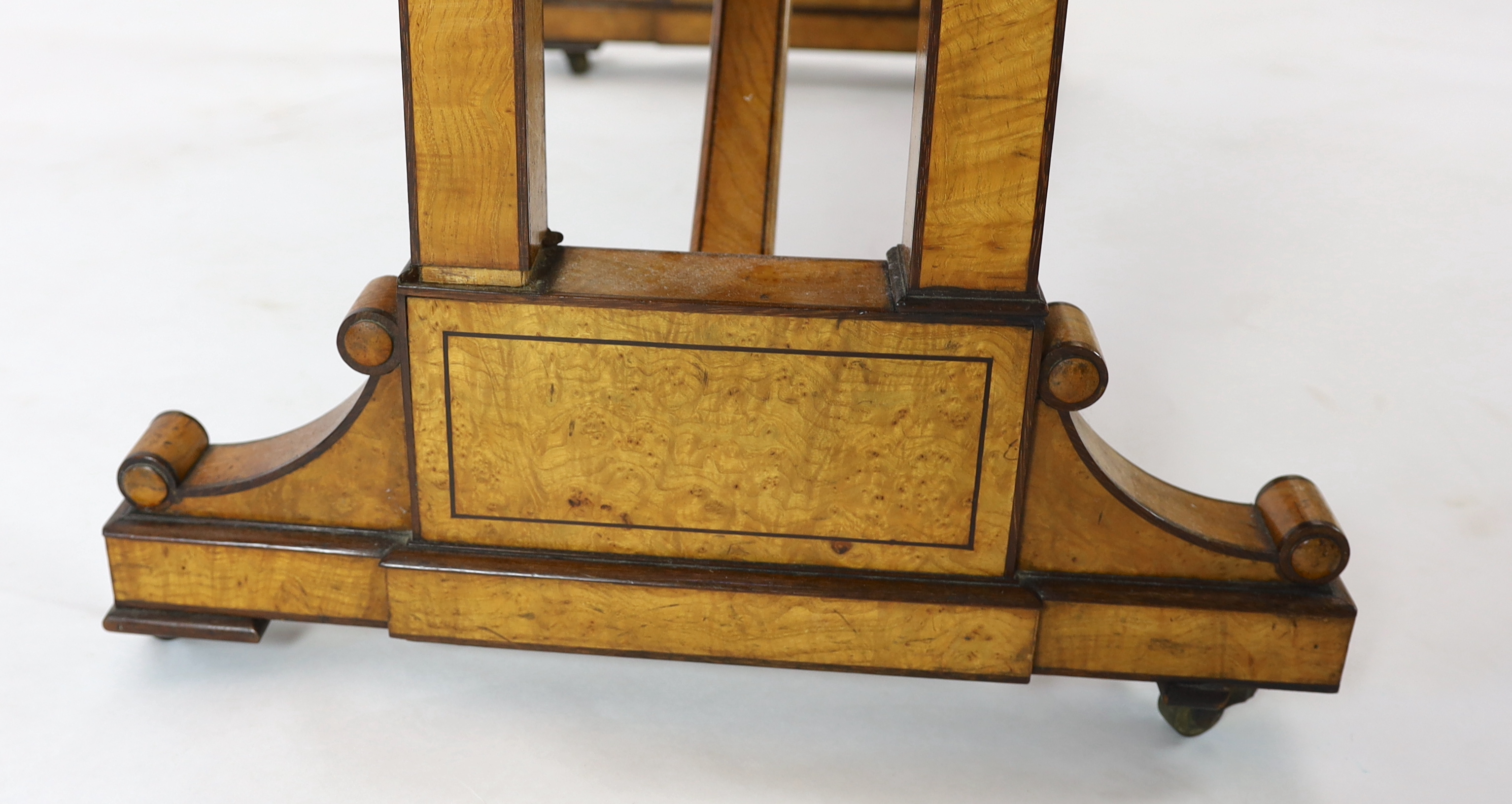 A Victorian Grecian Revival marquetry inlaid pollard oak dressing table, 11cm wide, 53cm deep, 181cm high